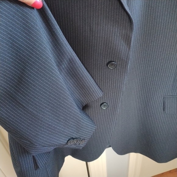 Vitto Italy Classic Two Button Navy Pinstripe Blazer 56L - Picture 5 of 11